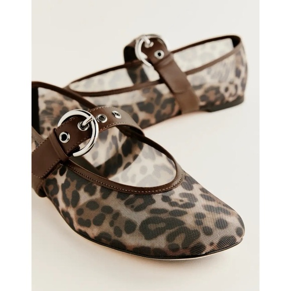 New Reformation Bethany Ballet Flat Shoes Leopard Mesh Black 9 - Picture 17 of 17